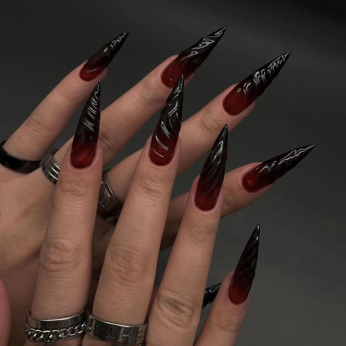 Nail Extension Tips - 24 قطعة أظافر صناعية لاصقة باللونين
