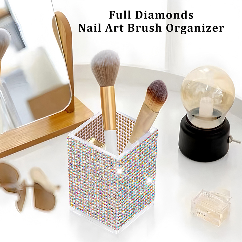 Beauty Makeup Desk - حامل أقلام براق بثلاث فتحات، صندوق